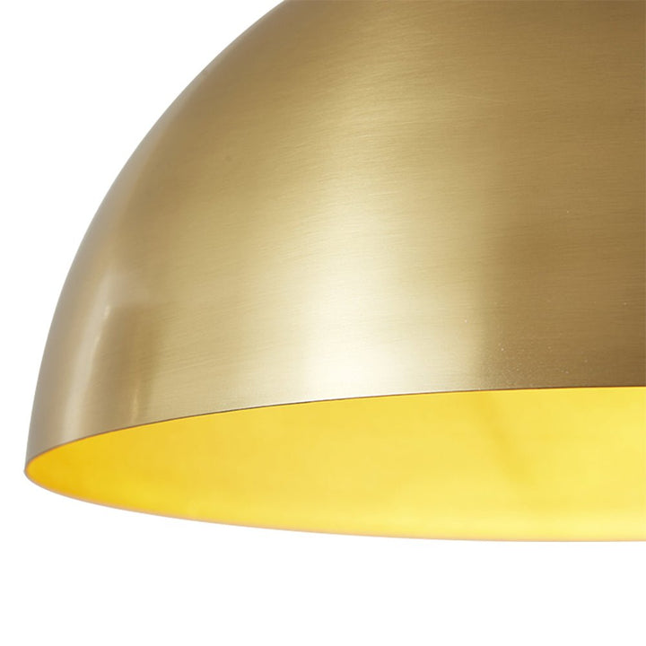 1-Light Mid-Century Modern Brass Dome Pendant Light