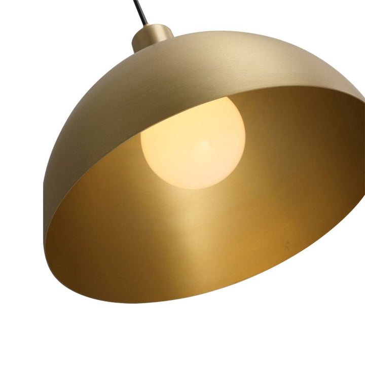 1-Light Mid-Century Modern Brass Dome Pendant Light