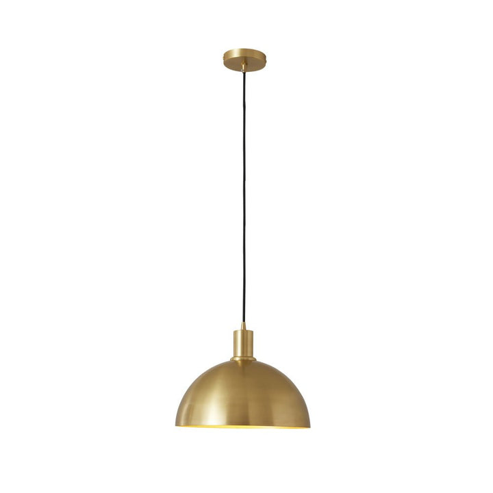 1-Light Mid-Century Modern Brass Dome Pendant Light