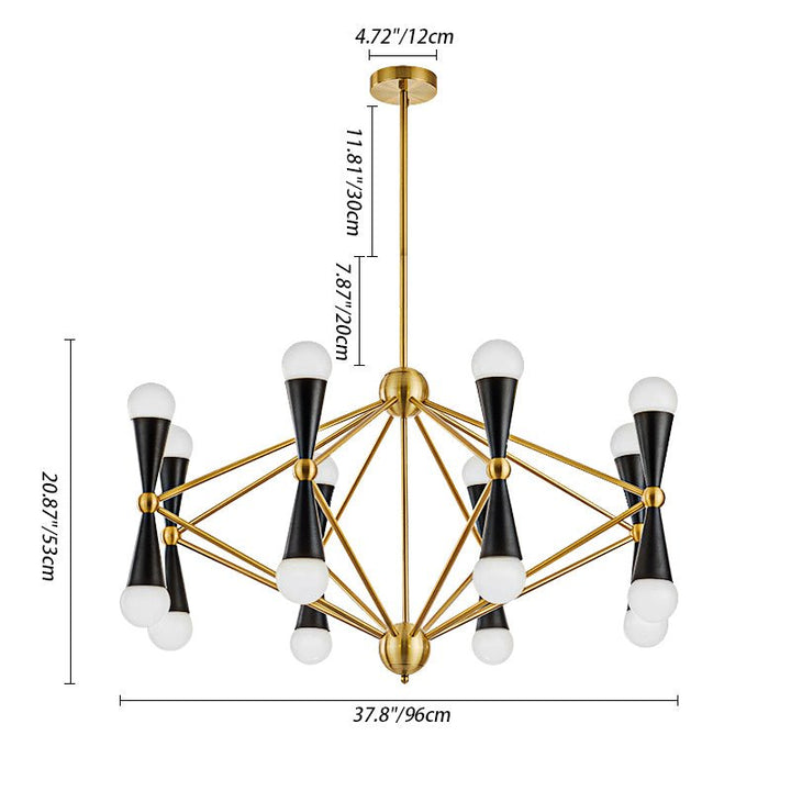 16-Light Modern Sputnik Chandeliers with Down and Up Cone Lampshade