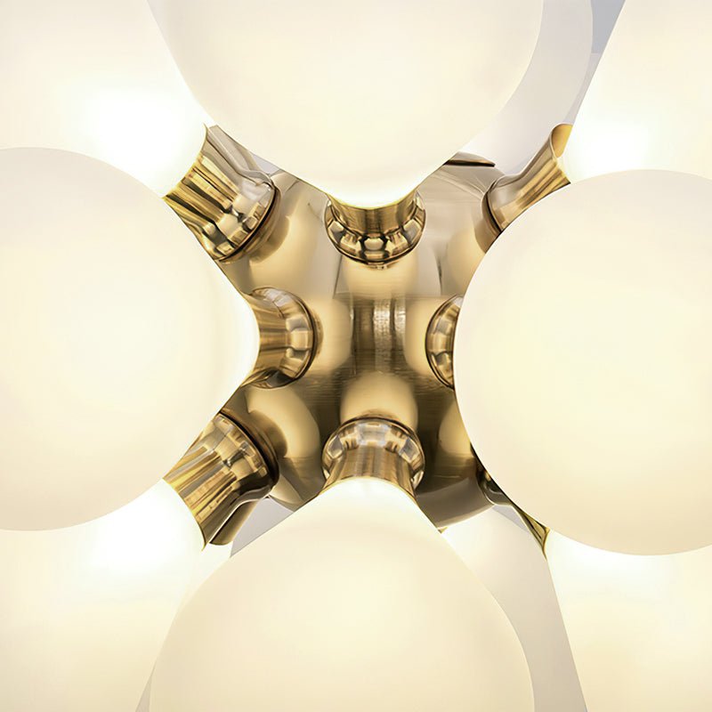 18-Light Sputnik Bubble Chandelier Pendant in Brass with Frosted Glass