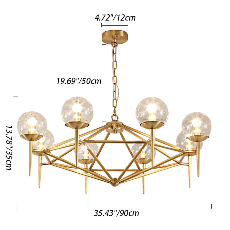 8-Light Bubble Modern Chandelier Brushed Brass Finish with Globe Glass Shade for Kitchen Island Dining Room Living Room