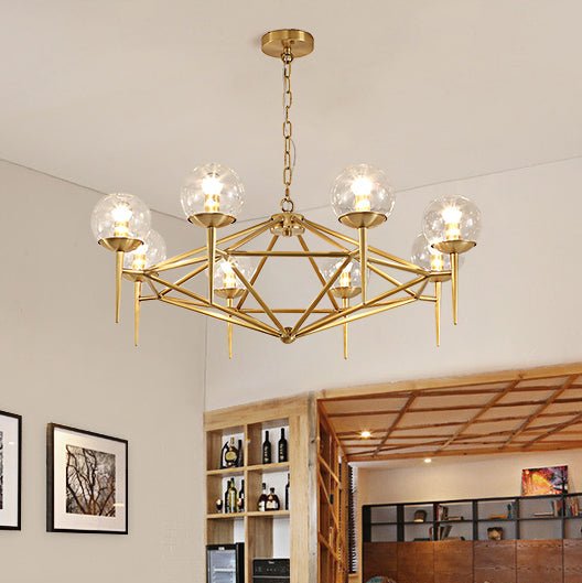 8-Light Bubble Modern Chandelier Brushed Brass Finish with Globe Glass Shade for Kitchen Island Dining Room Living Room