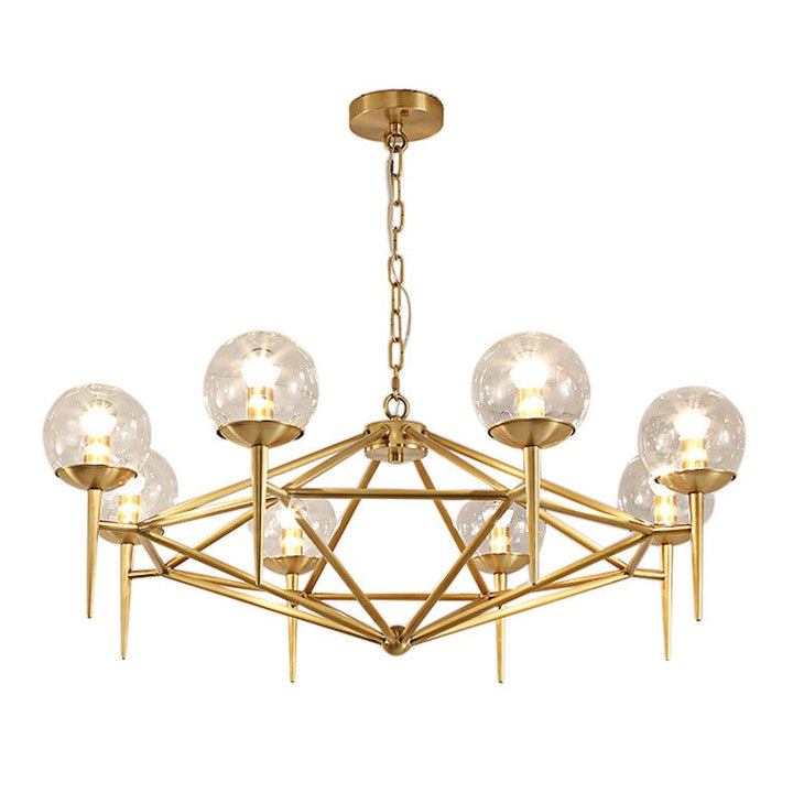 8-Light Bubble Modern Chandelier Brushed Brass Finish with Globe Glass Shade for Kitchen Island Dining Room Living Room