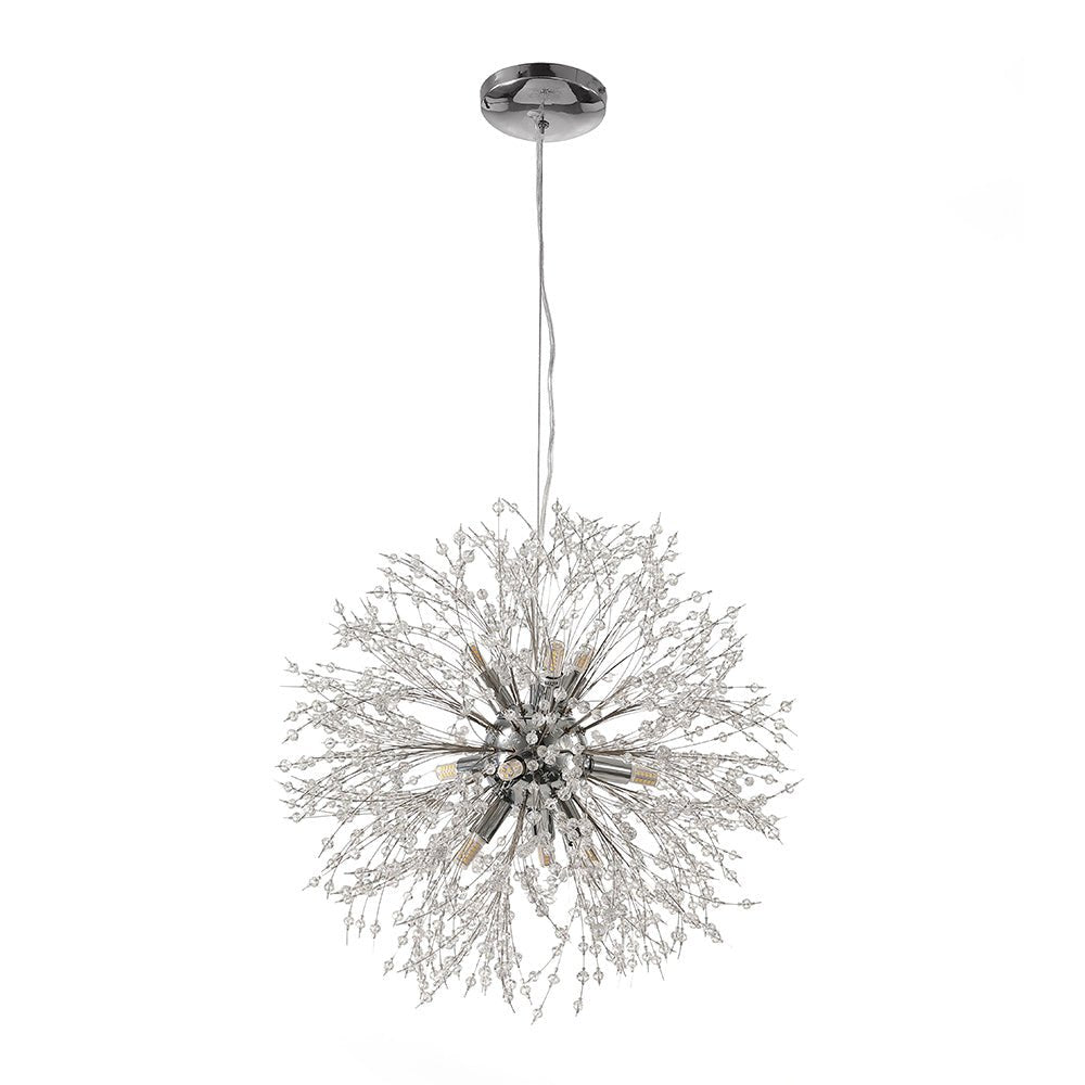 Light up any room with this spectacular 9-light firework crystal chandelier! Its starburst design creates a stunning effect, perfect for adding a modern touch to both homes and businesses. The dimmable LED chandelier ensures your space is illuminated with a dreamy atmosphere – making it truly unforgettable!