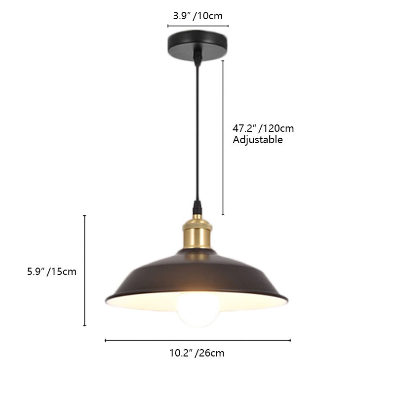 Enjoy modern industrial style with the 1-Light Modern Industrial Barn Pendant Light Cone Shade. This contemporary and cool-looking light is perfect for creating an urban loft vibe in any kitchen, dining room, or bar. With three available colors, you can find the perfect fit for your home or business. Live it up in style with the 1-Light Modern Industrial Barn Pendant Light Saucer Shade.