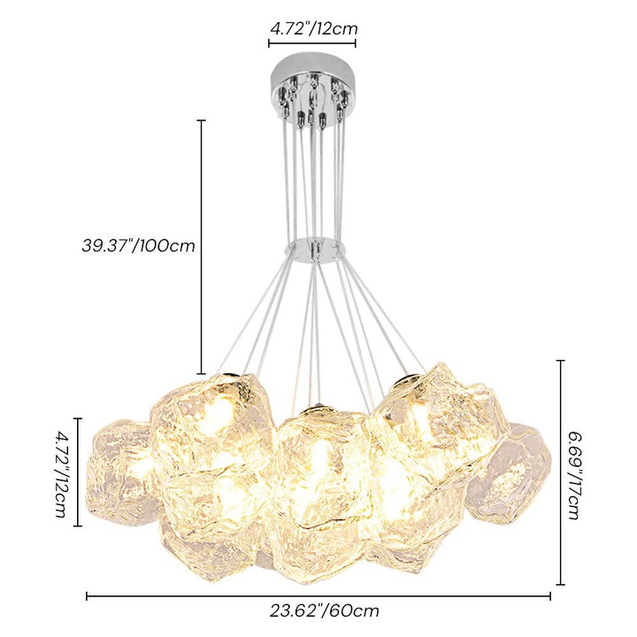 13-Light Cluster Ice Glass Pendant Light in Chrome