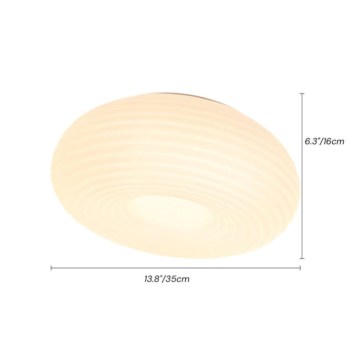 24W LED Ribbed Round Flush Mount Ceiling Light with 3 Color Temperatures in One Ceiling Lamp