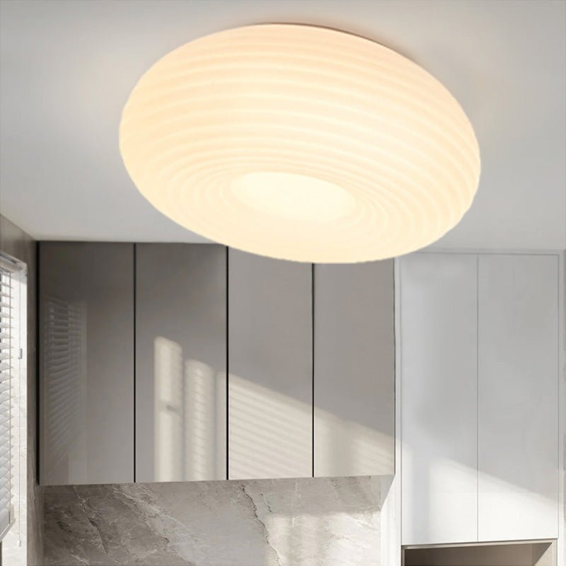 24W LED Ribbed Round Flush Mount Ceiling Light with 3 Color Temperatures in One Ceiling Lamp