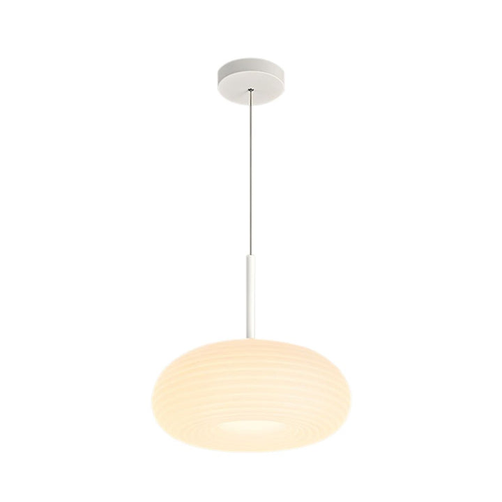 24W LED Ribbed Round Pendant Light with 3 Color Temperatures Modes