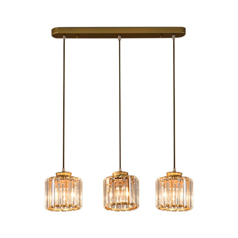 3-Light Linear Pendant Light with Cylinder Crystal Shades