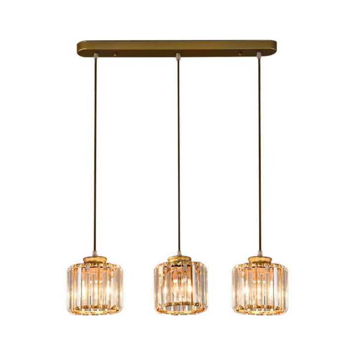 3-Light Linear Pendant Light with Cylinder Crystal Shades