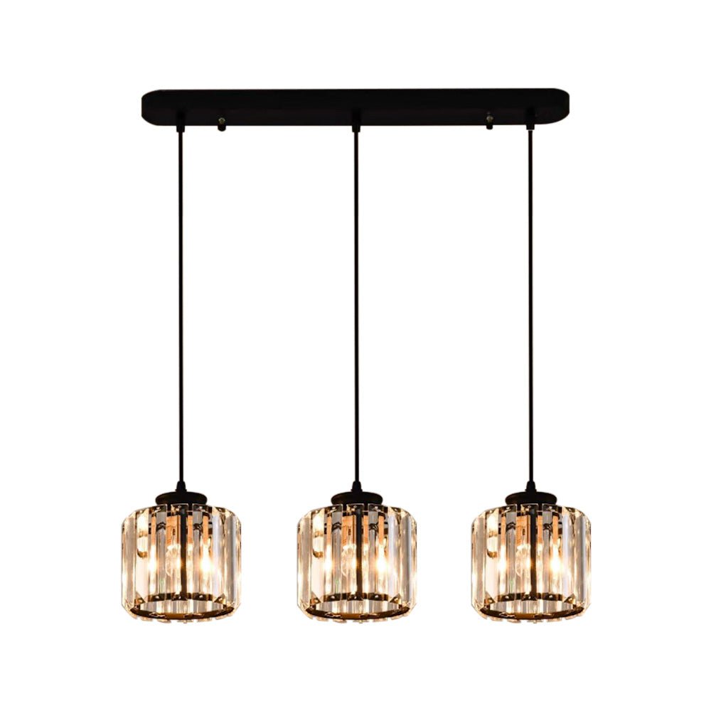 3-Light Linear Pendant Light with Cylinder Crystal Shades