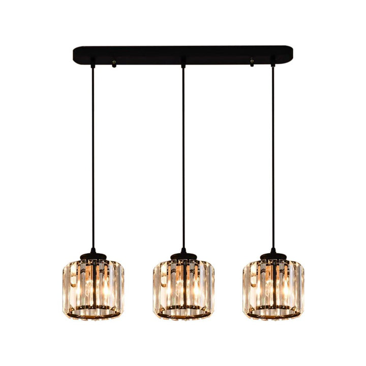 3-Light Linear Pendant Light with Cylinder Crystal Shades