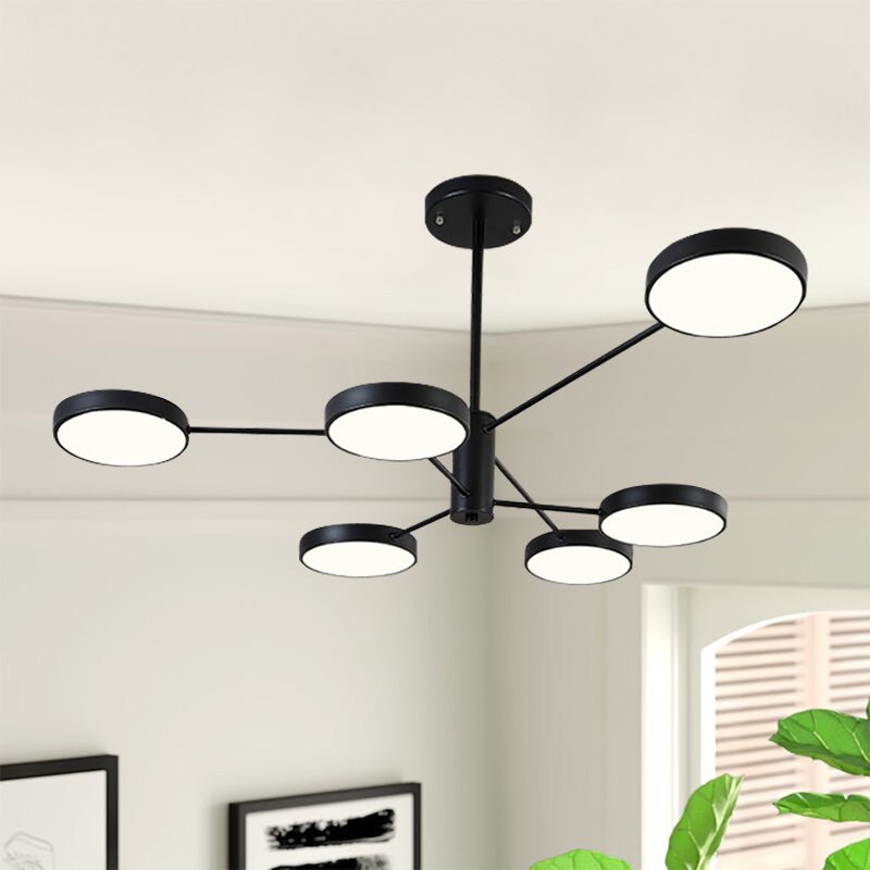 Create your own modern atmosphere with this eye-catching 6-Light LED Sputnik Chandelier. With 6 round heads extended from two layered arms and an adjustable downrod, it can easily bring extra style and energy efficiency to any room. Its sleek black metal frame and unique sputnik design make it perfect for your dining room or kitchen island. Illuminate your life with this dynamic