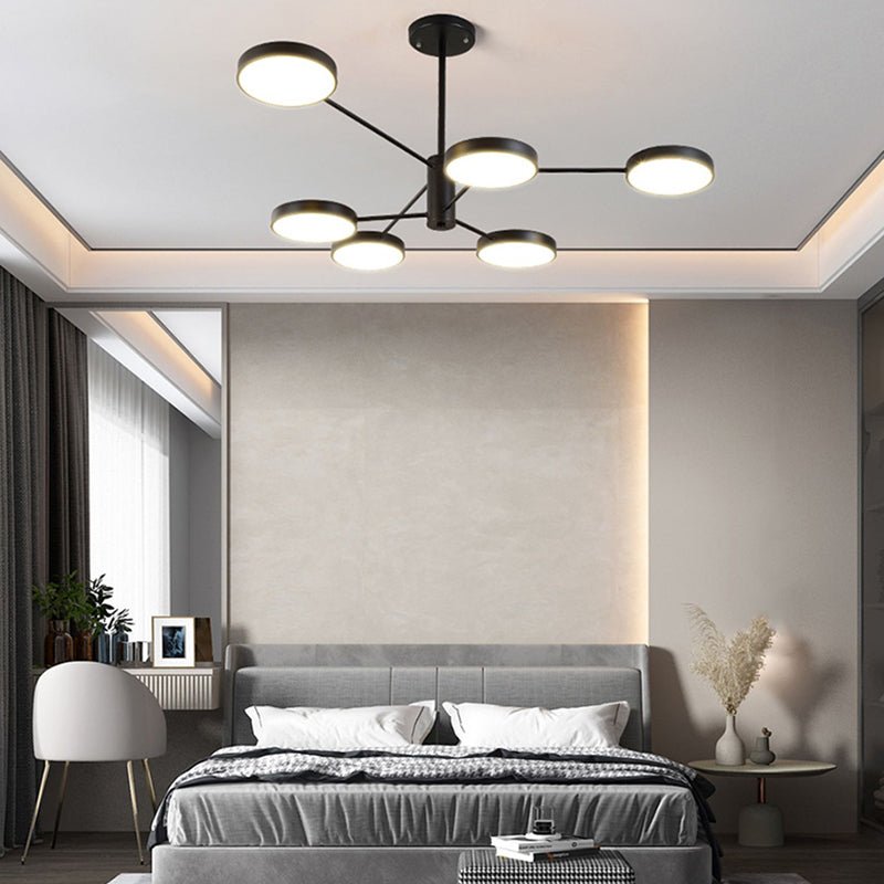 Create your own modern atmosphere with this eye-catching 6-Light LED Sputnik Chandelier. With 6 round heads extended from two layered arms and an adjustable downrod, it can easily bring extra style and energy efficiency to any room. Its sleek black metal frame and unique sputnik design make it perfect for your dining room or kitchen island. Illuminate your life with this dynamic