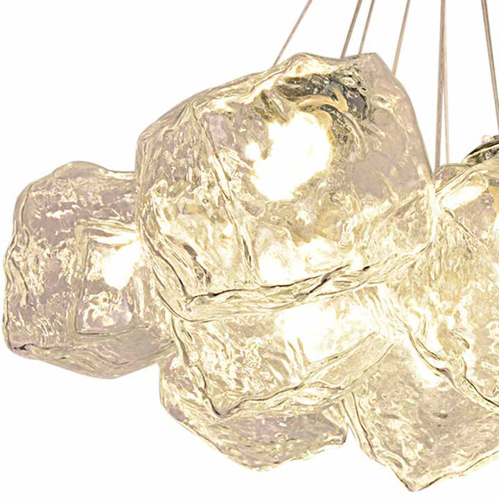 7-Light Cluster Ice Glass Pendant Light in Chrome