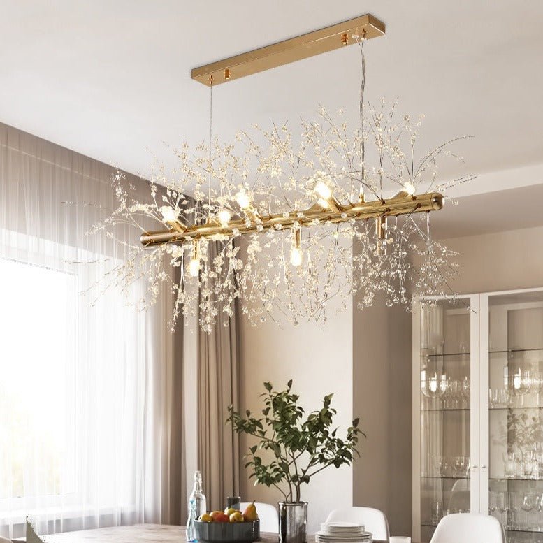 9-Light Modern Firework Crystal Chandelier Linear