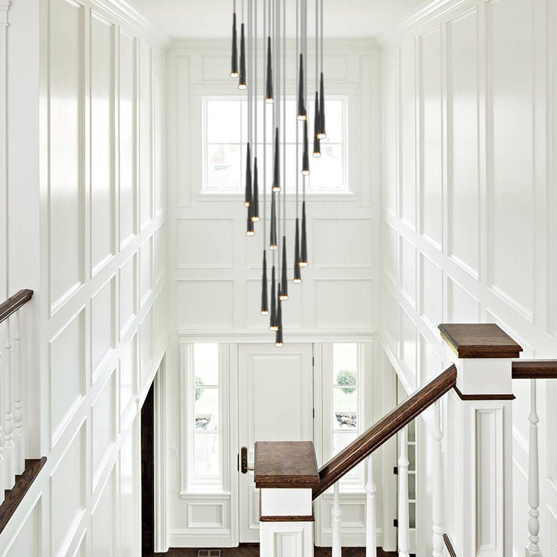 Contemporary 18-Light LED Staircase Pendant Light Staggered