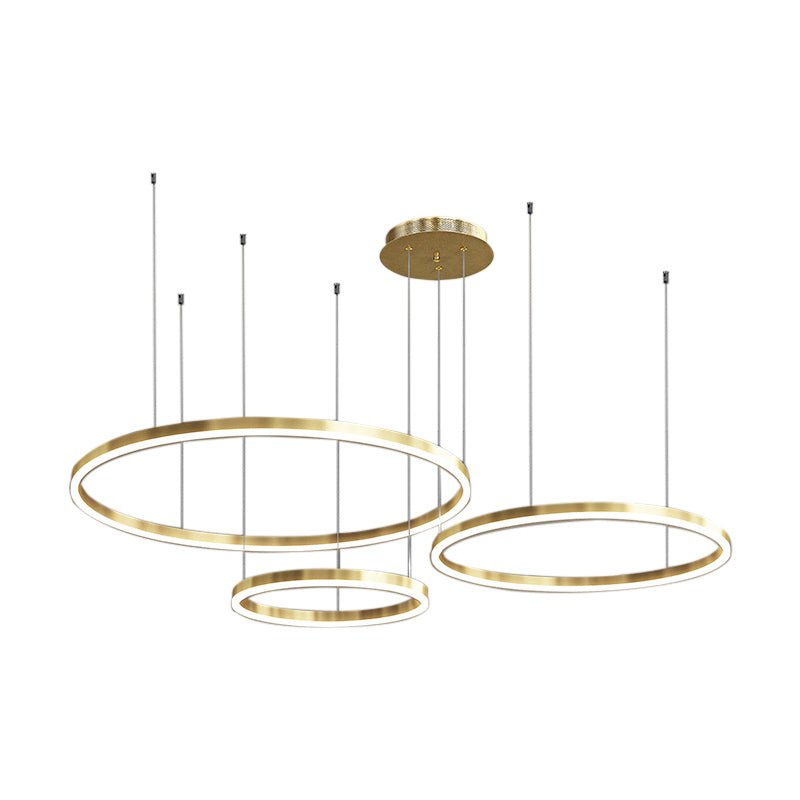 Contemporary 3-Ring 60W LED Chandelier in Brush Gold