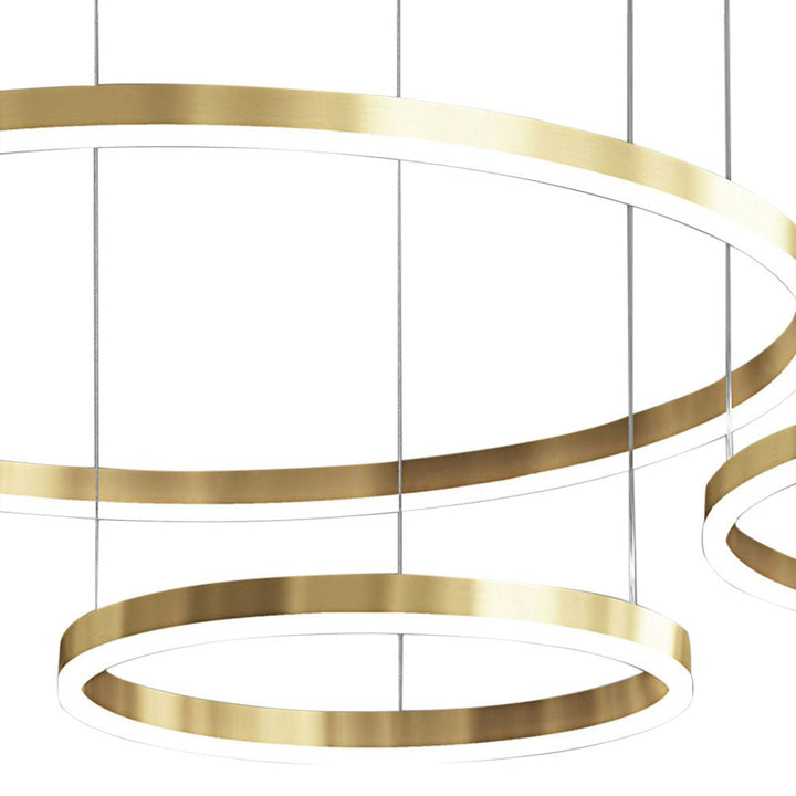 Contemporary 3-Ring 60W LED Chandelier in Brush Gold