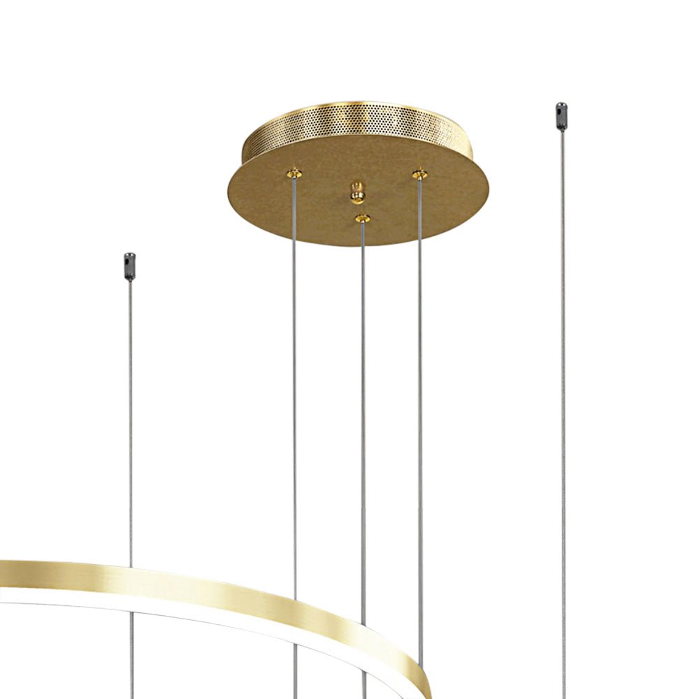 Contemporary 3-Ring 60W LED Chandelier in Brush Gold