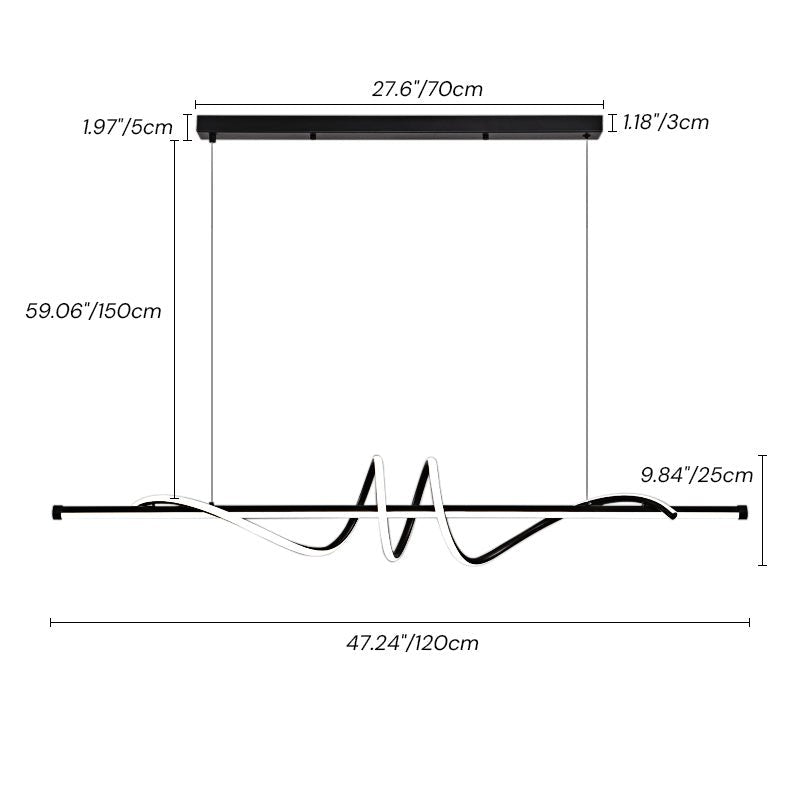 Make any space feel both modern and sophisticated with this Contemporary Dimmable Swirl Linear LED Chandelier Hanging Pendant! With its sleek linear design, integrated LED, and dimmable features with remote control, you can customize the color temperature from 3000K to 6000K, and brightness dimming from 10% to 100%, perfect for creating the perfect mood for your dining table or kitchen island. Transform your space with this stunning chandelier today!