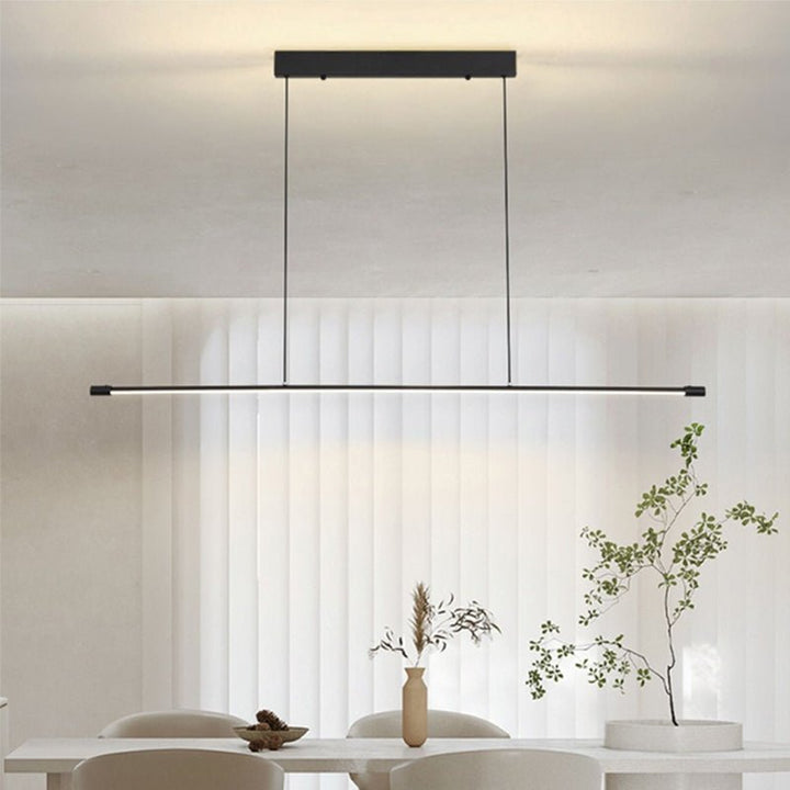 Light up your space in modern style with this minimalist LED Linear Kitchen Island Chandelier! Its LED strip chandelier and hanging pendant feature a modern line design that makes an eye-catching addition to your kitchen island, dining room, office, or other space. Enjoy bright light and an energy-efficient 10-watt output in a 3000K color temperature. Add sophisticated style to your home today!