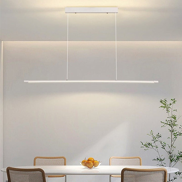 Light up your space in modern style with this minimalist LED Linear Kitchen Island Chandelier! Its LED strip chandelier and hanging pendant feature a modern line design that makes an eye-catching addition to your kitchen island, dining room, office, or other space. Enjoy bright light and an energy-efficient 10-watt output in a 3000K color temperature. Add sophisticated style to your home today!