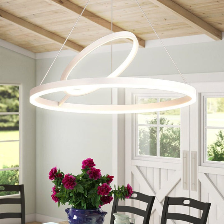 Minimalist White LED Ring Chandelier 65 Wattage with 3 Color Temperature Options