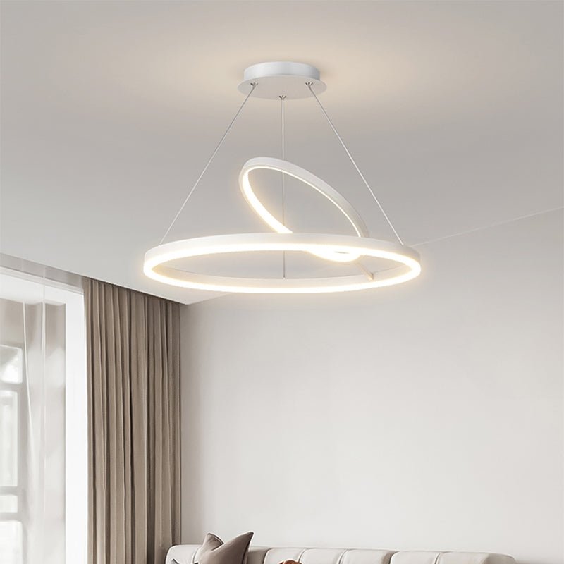 Minimalist White LED Ring Chandelier 65 Wattage with 3 Color Temperature Options