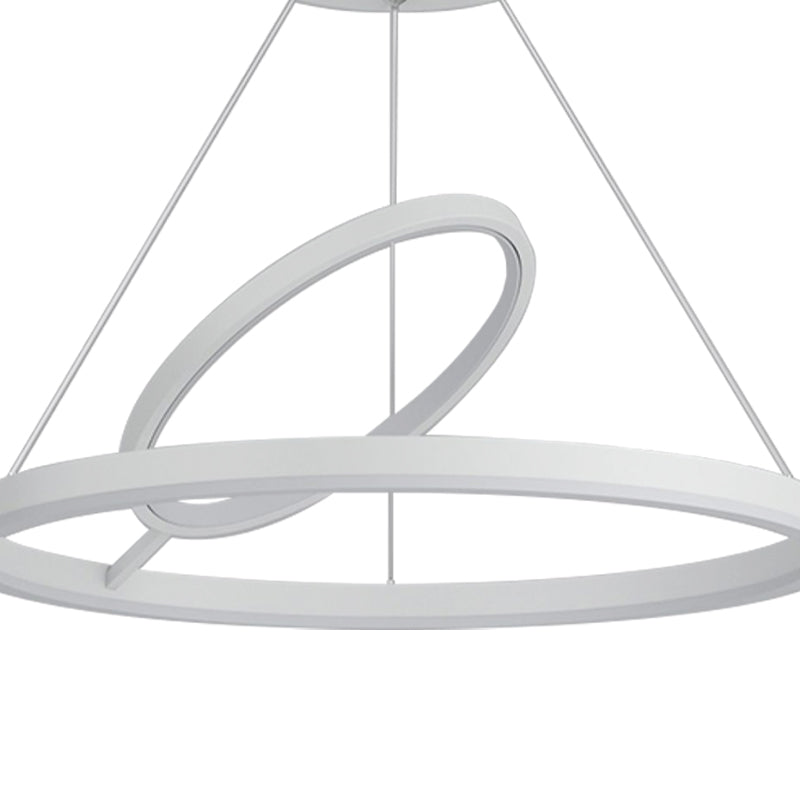 Minimalist White LED Ring Chandelier 65 Wattage with 3 Color Temperature Options