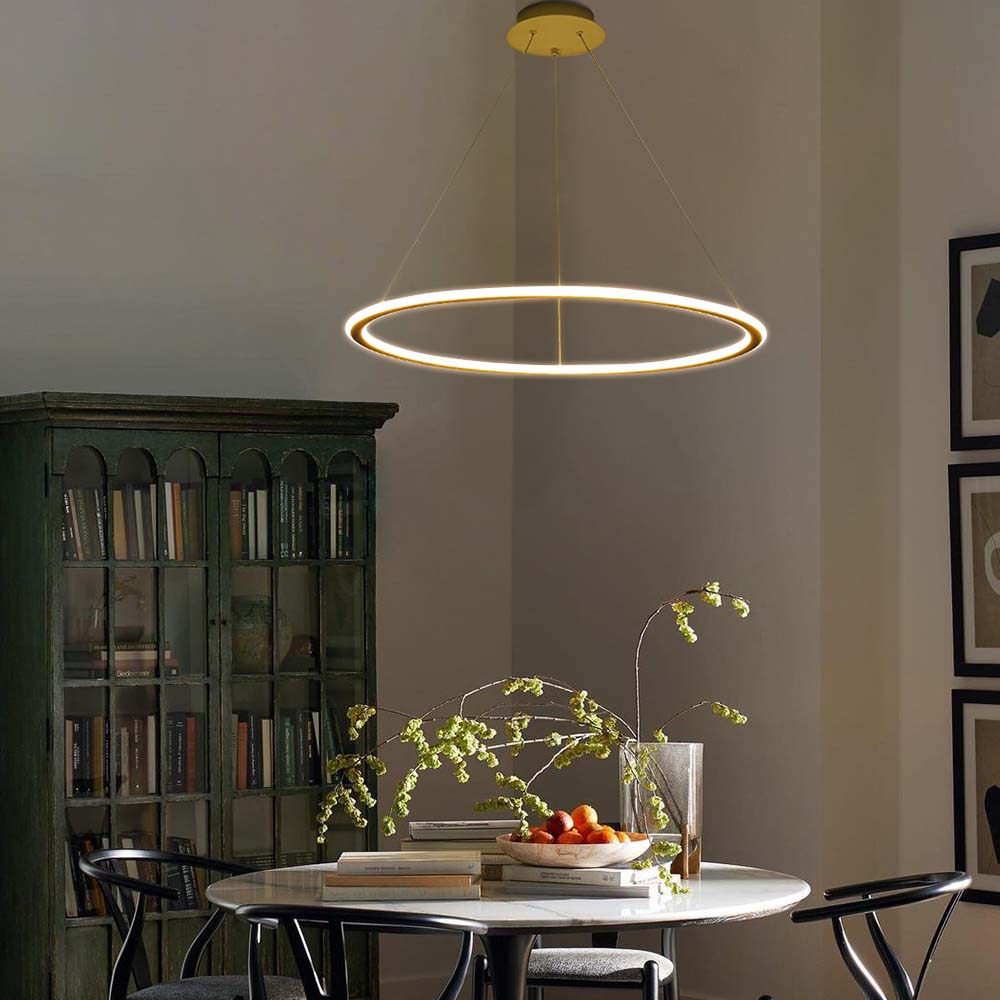 Modern LED Circle Chandelier Pendant Light 60W Dimmable