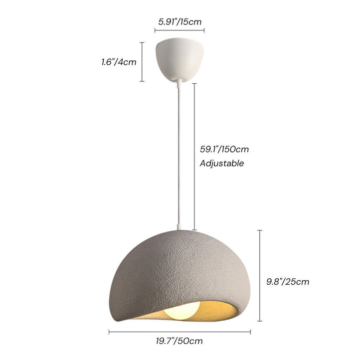 Bring an exclusive touch of style to your home with this sleek 1-Light Textured Ceramic Dome Pendant Light. The dome shade, dotted with handcrafted concrete texture, creates a sophisticated nordic modern design that will complement any bedroom, dining room, or kitchen island. Elevate the atmosphere of your space with this luxurious piece.