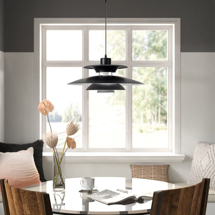 Scandinavian 1- Light Pendant with Tiered Shade for Kitchen, Dining Room and Bedroom