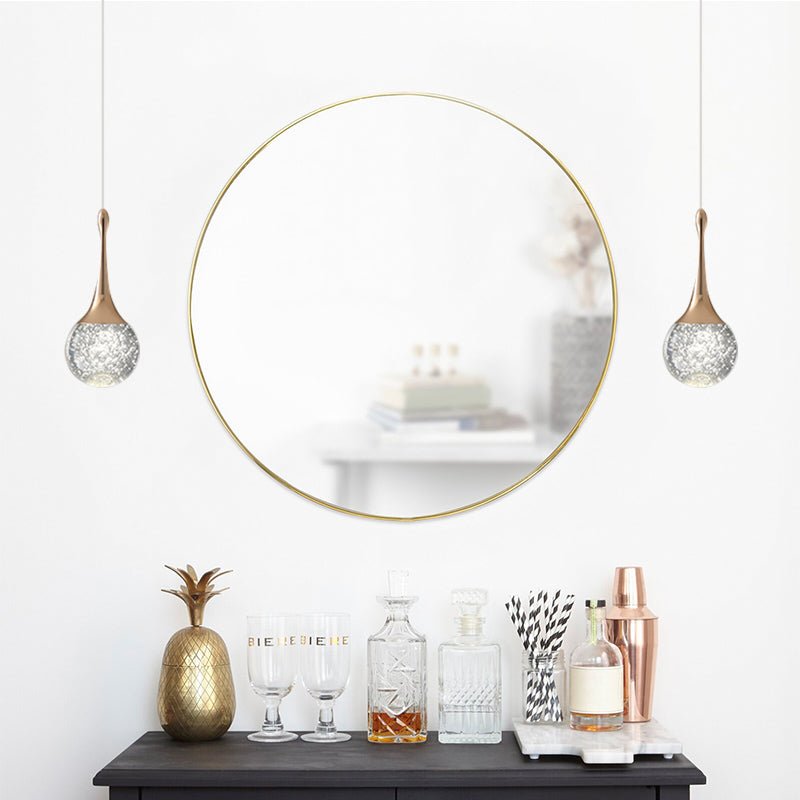 Single Light Crystal Glass Sphere LED Pendant Light in Polished Copper Finish