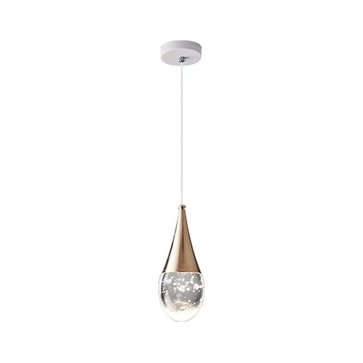 Single Light Teardrop Glass LED Pendant Light in Polished Copper Finish