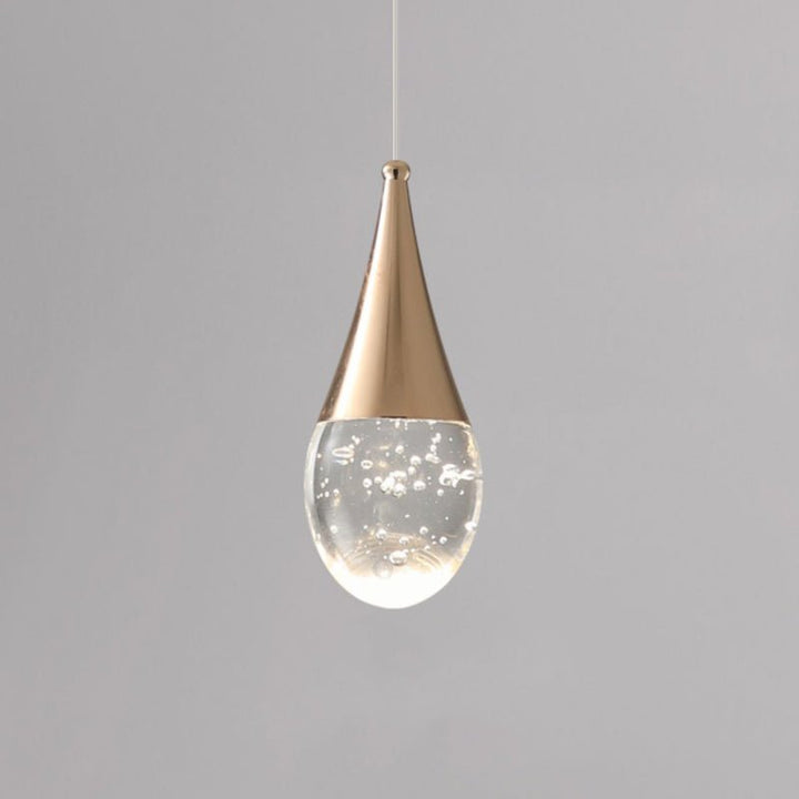 Single Light Teardrop Glass LED Pendant Light in Polished Copper Finish