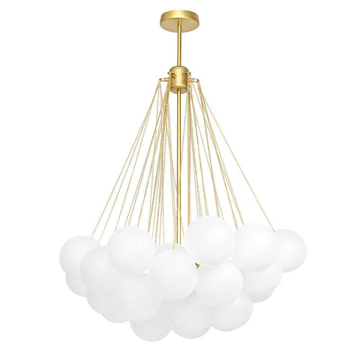 Our 3-Light Large Cluster Cloud Chandelier 37 Globes offers a modern look with two finish options: matte black and satin gold. The globe chandelier has frosted glass globes that bring an air of enchantment, creating a beautiful and stunning centerpiece for living rooms, dining rooms, or entryways. Transform your space with this gorgeous cloud design.