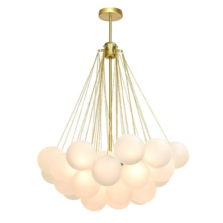 Our 3-Light Large Cluster Cloud Chandelier 37 Globes offers a modern look with two finish options: matte black and satin gold. The globe chandelier has frosted glass globes that bring an air of enchantment, creating a beautiful and stunning centerpiece for living rooms, dining rooms, or entryways. Transform your space with this gorgeous cloud design.